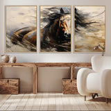53001-MGV-CV-36X24-Wild Horse Wall Art – Majestic Stallion Canvas Print with Flowing Mane, Rustic Western Style Painting for Living Room, Office or