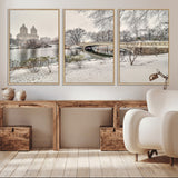 60292-MGV-CV-36X24-Central Park Winter Wall Art – Snowy Bow Bridge Canvas Print, Scenic New York City Landscape Photography for Living Room, Bedroom