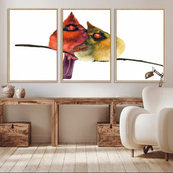 67752-MGV-CV-36X24-Cardinal Couple Wall Art – Male and Female Cardinal Canvas Print, Romantic Bird Artwork for Nature Lovers, Living Room, Bedroom,