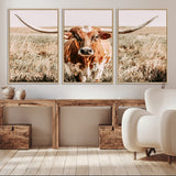 54986862-MGV-CV-36X24-Majestic Longhorn Wall Art – Canvas Print of Graceful Strength & Bold Spirit, Wild Plains Beauty Nature Inspired Rustic Decor for