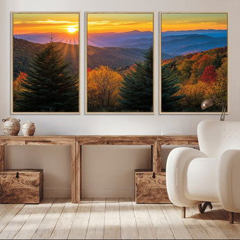 36964931-MGV-CV-36X24-Autumn Mountains Wall Art Canvas Print, Framed Sunset Glow Forest Art Picture Print, Golden Trees Perfect Vibrant Nature Decor