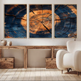 18975622-MGV-CV-36X24-Burnt Wood Wall Art Canvas Print, Framed Aged Timber Art Picture Print, Rustic Tree Slice Perfect Rustic Decor Artwork for Home,