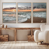 40632752-MGV-CV-36X24-Ocean Sunset Wall Art Canvas Print, Framed Beach Waves Art Picture Print, Coastal Scene Perfect Coastal Decor Artwork