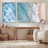 17641845-MGV-CV-36X24-Aerial Ocean Wall Art Canvas Print, Framed Blue Waves Art Picture Print, Sandy Shoreline Perfect Modern Coastal Decor Artwork