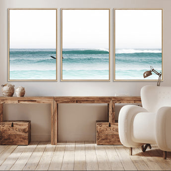 56345117-MGV-CV-36X24-Minimalist Surfing Wall Art Canvas Print, Framed Ocean Waves Art Picture Print, Soft Ocean Perfect Minimalist Coastal Decor