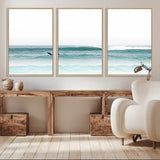 56345117-MGV-CV-36X24-Minimalist Surfing Wall Art Canvas Print, Framed Ocean Waves Art Picture Print, Soft Ocean Perfect Minimalist Coastal Decor