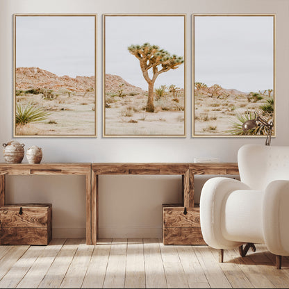 67109959-MGV-CV-36X24-Joshua Tree Wall Art Canvas Print, Framed Neutral Desert Art Picture Print, Earthy Landscape Perfect Neutral Boho Decor Artwork