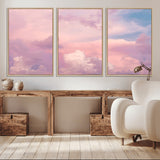 22874890-MGV-FC-60X30-3P_Natural-Pastel Sky Wall Art Canvas Print, Framed Dreamy Cloudscape Art Picture Print, Sunset Glow Perfect Minimalist Serenity Decor