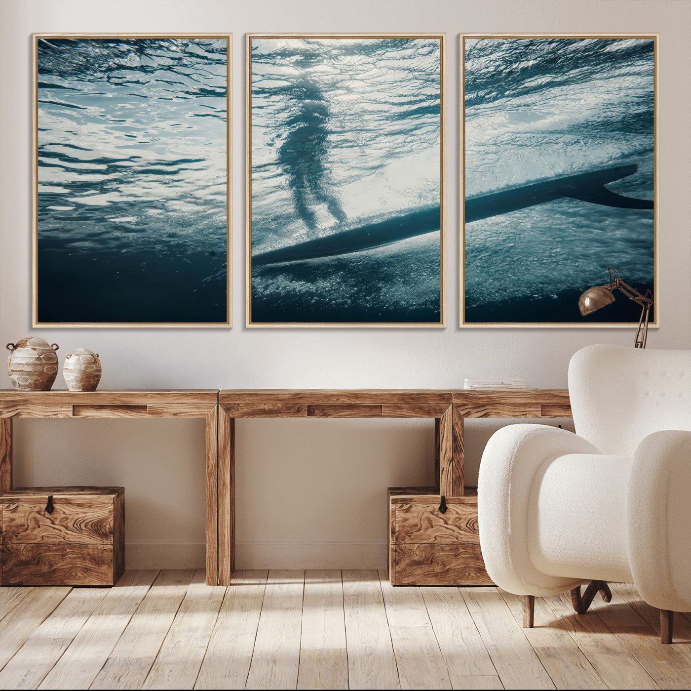 71192524-MGV-CV-36X24-Submerged Surf Wall Art Canvas Print, Framed Underwater Perspective Art Picture Print, Ocean Surf Perfect Coastal Adventure Decor