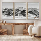 46884246-MGV-CV-36X24-Snowy Mountain Wall Art Canvas Print, Framed Mountain Peaks Art Picture Print, Alpine Mountains Perfect Minimalist Alpine Decor