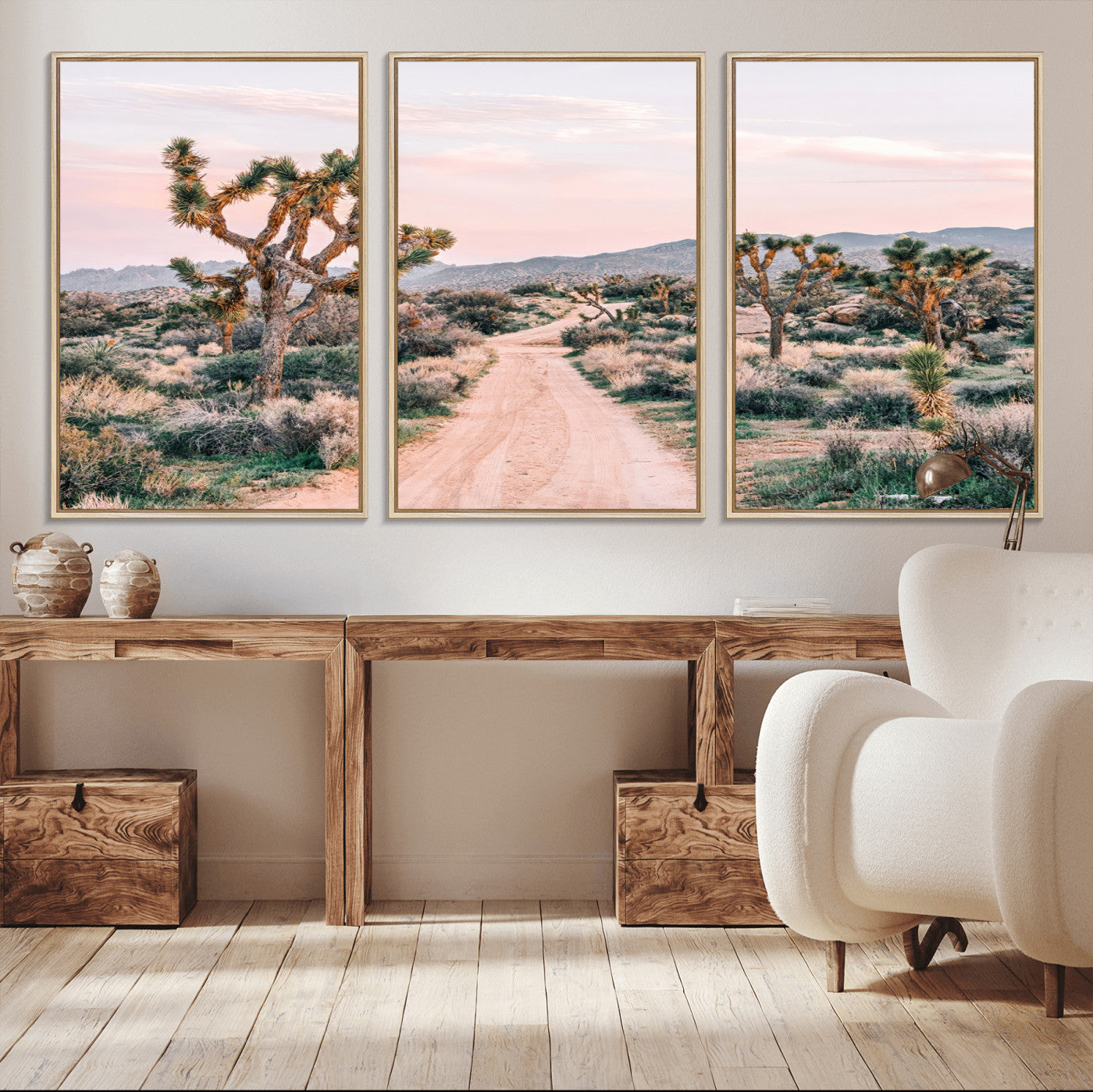 12540952-MGV-CV-36X24-Joshua Tree Park Wall Art Canvas Print, Framed Desert Road Art Picture Print, Sunset Drive Perfect Southwestern Boho Decor Artwork