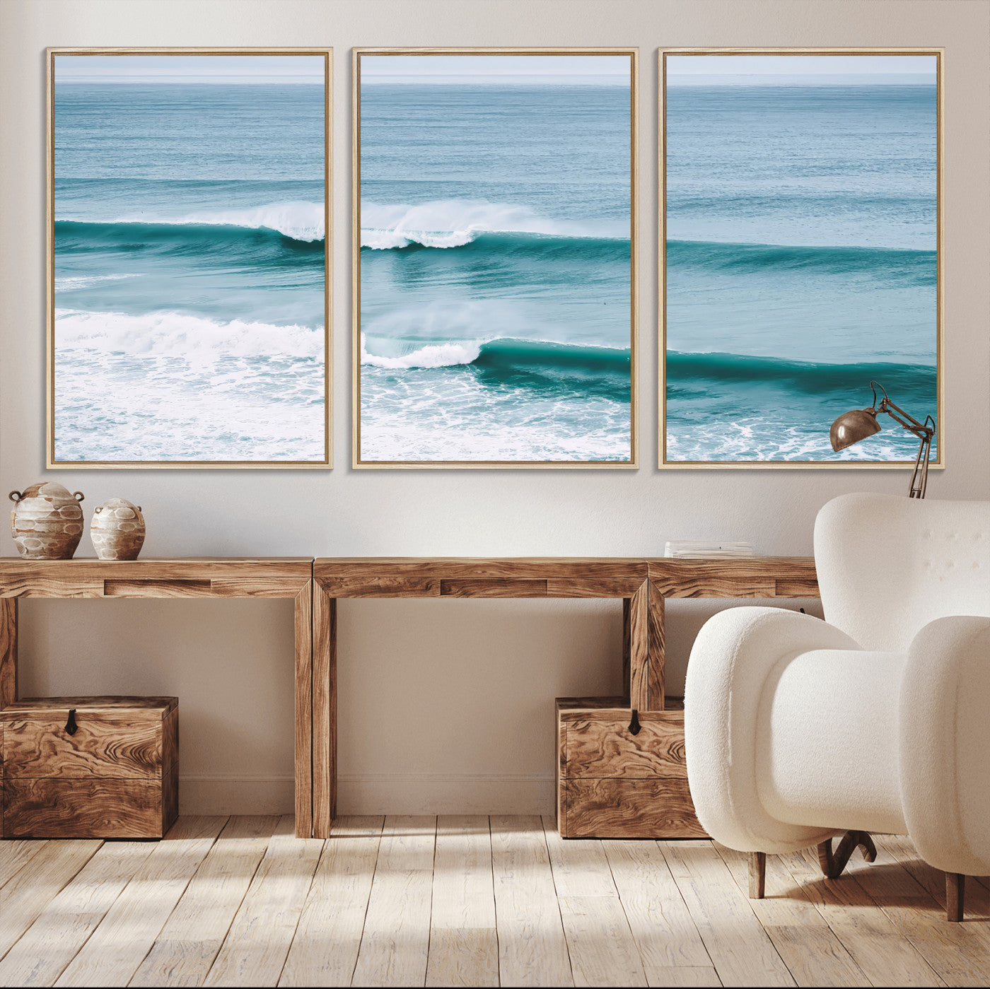 73692470-MGV-CV-36X24-Ocean Swell Wall Art Canvas Print, Framed Surf Waves Art Picture Print, Blue Water Perfect Coastal Dynamic Decor Artwork