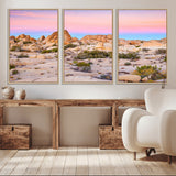 96167137-MGV-CV-36X24-Vibrant Sunset Sky Wall Art Canvas Print, Framed Joshua Tree Art Picture Print, Rugged Terrain Perfect Southwestern Boho Decor