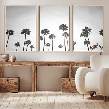 62298277-MGV-CV-36X24-Monochrome Palms Wall Art Canvas Print, Framed Minimalist Trees Art Picture Print, Silhouetted Palms Perfect Tropical Minimalist