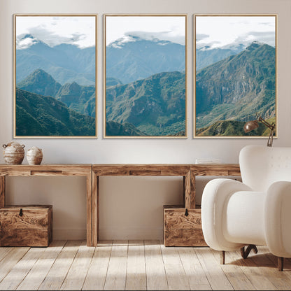 79393816-MGV-CV-36X24-Misty Mountain Wall Art Canvas Print, Framed Cloudy Andean Art Picture Print, Rugged Mountain Perfect Rustic Nature Decor Artwork