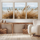 14270839-MGV-CV-36X24-Beach Grass Wall Art Canvas Print, Framed Coastal Dunes Art Picture Print, Dune Grass Perfect Coastal Minimalist Decor Artwork