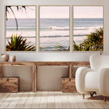 23287092-MGV-CV-36X24-Ocean Surfer Wall Art Canvas Print, Framed Coastal Surf Art Picture Print, Tropical Beach Perfect Tropical Coastal Decor Artwork