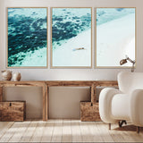 33764764-MGV-CV-36X24-Minimal Beach Wall Art Canvas Print, Framed Ocean Swimming Art Picture Print, Clear Ocean Perfect Minimal Coastal Decor Artwork