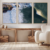 37405684-MGV-CV-36X24-Nazaré Coast Wall Art Canvas Print, Framed Aerial Ocean Art Picture Print, Coastal Fortress Perfect Dramatic Coastal Decor Artwork