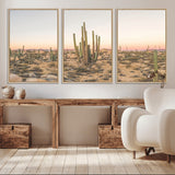 76234974-MGV-CV-36X24-Desert Cactus Wall Art Canvas Print, Framed Baja Desert Art Picture Print, Pastel Desert Perfect Southwestern Boho Decor Artwork