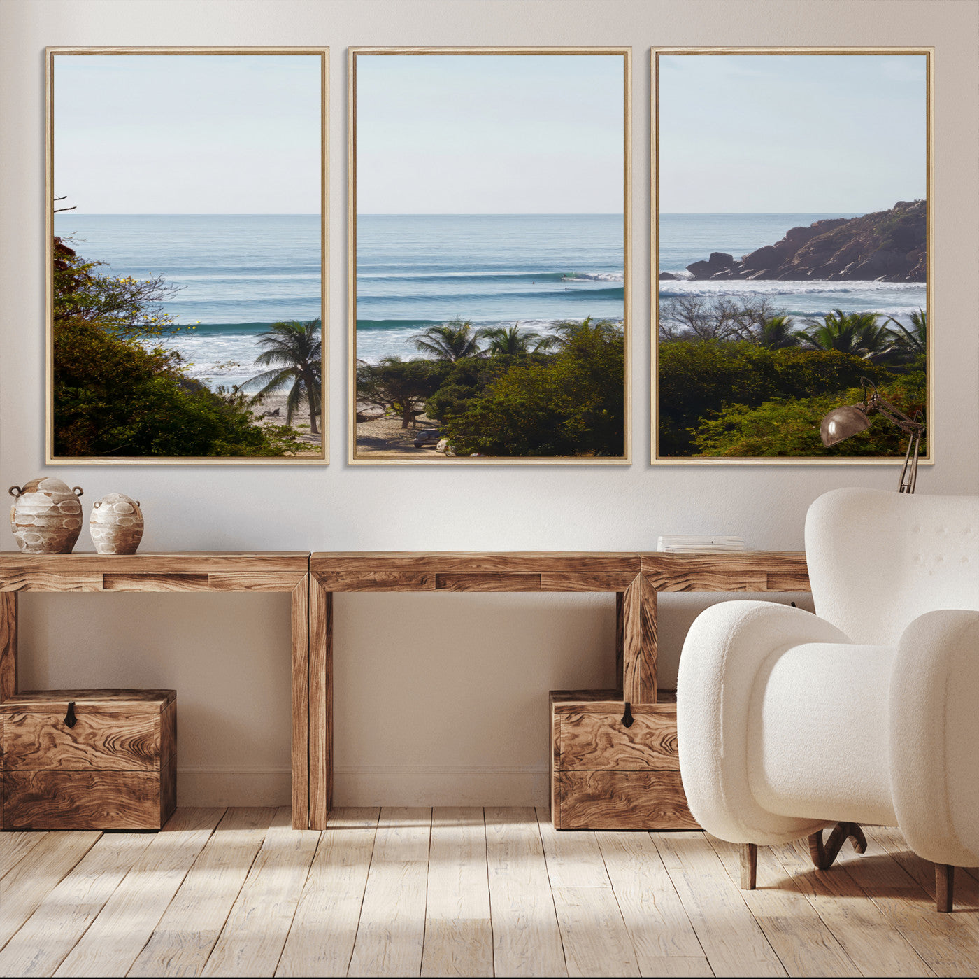 88336640-MGV-CV-36X24-Tropical Beach Scene Wall Art Canvas Print, Framed Coastal Photography Art Picture Print, Ocean Horizon Art Perfect Coastal Boho