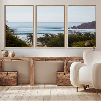 88336640-MGV-CV-36X24-Tropical Beach Scene Wall Art Canvas Print, Framed Coastal Photography Art Picture Print, Ocean Horizon Art Perfect Coastal Boho