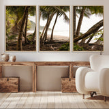 92093951-MGV-CV-36X24-Tropical Jungle Wall Art Canvas Print, Framed Palm Tree Forest Art Picture Print, Coastal Escape Perfect Jungle Retreat Decor