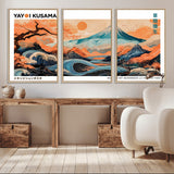 88785870-MGV-CV-36X24-Japanese Great Wave & Mt Fuji Wall Art – Ukiyo e Style Landscape Print with Flowing River, Autumn Mountain Poster, Oriental Asian