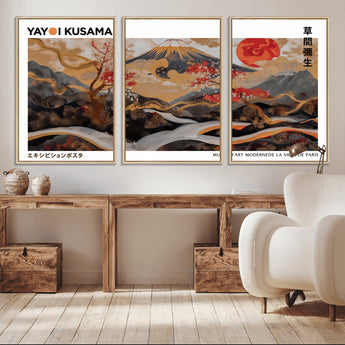 85375874-MGV-CV-36X24-Mount Fuji Abstract Wall Art – Japanese Landscape Canvas Print, Cherry Blossom & Red Sun Painting, Elegant Modern Zen Asian Home