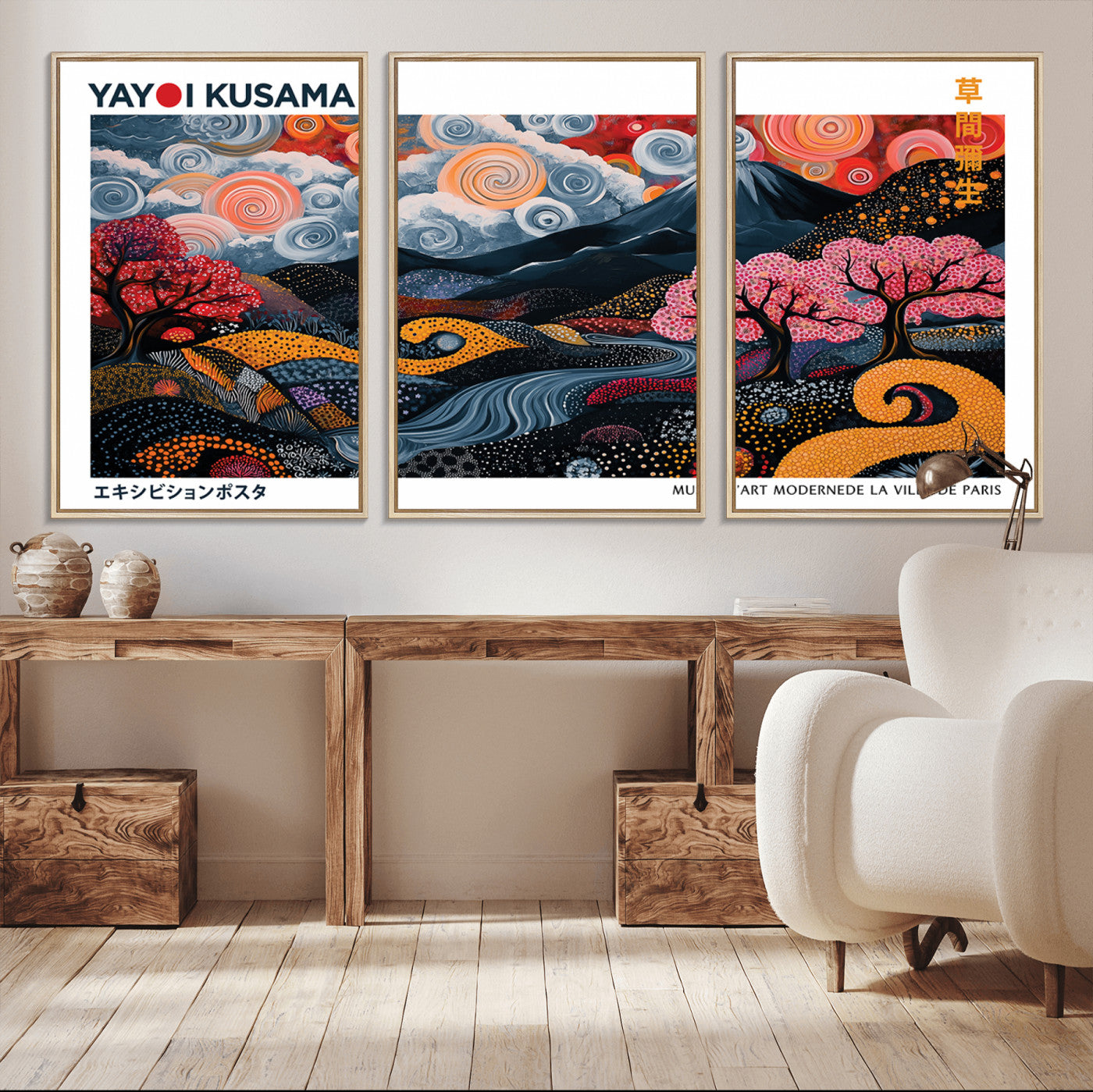 43879290-MGV-CV-36X24-Japanese Abstract Wall Art – Mount Fuji Cherry Blossom Canvas Print, Modern Asian Inspired Landscape Decor for Living Room,