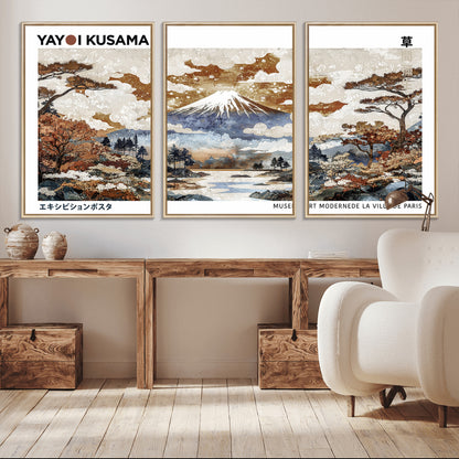 80111817-MGV-FC-60X30-3P_Natural-Japanese Landscape Wall Art – Mount Fuji Autumn Canvas Print, Asian Inspired Nature Decor for Living Room, Bedroom, Office or