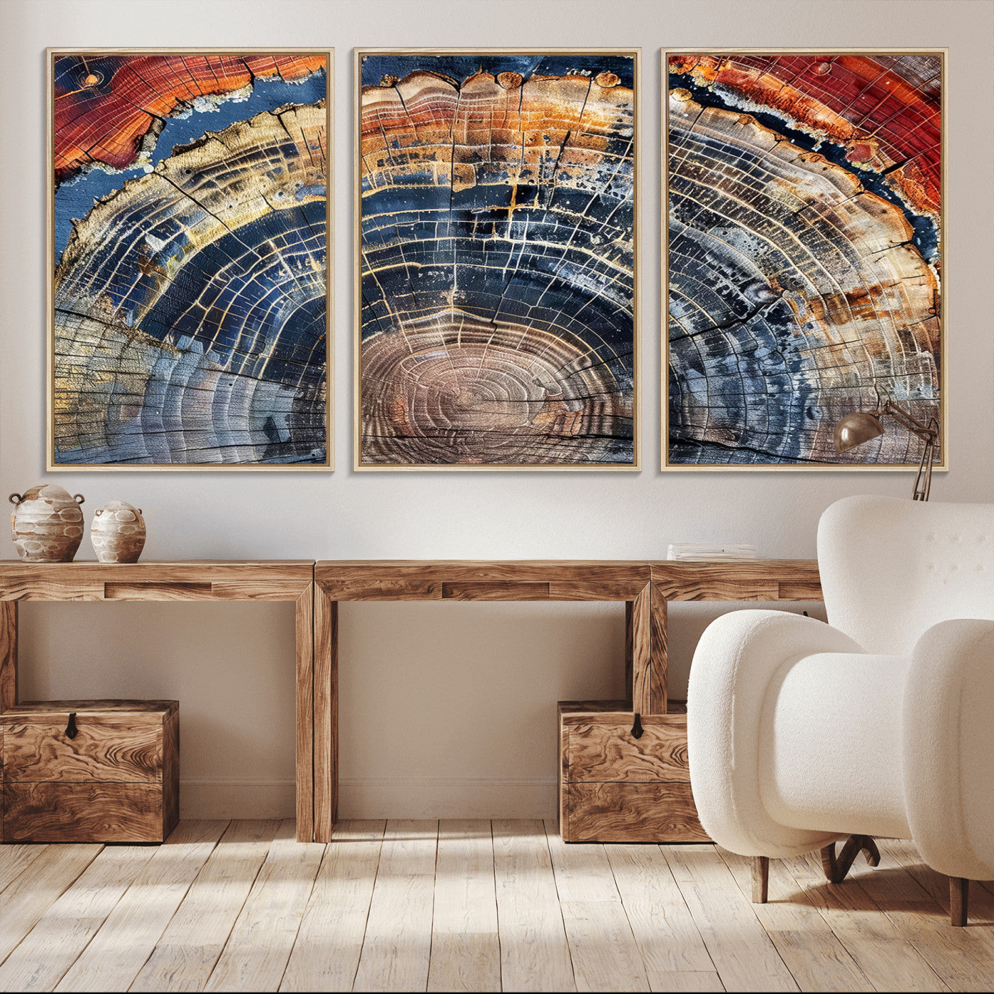 38987581-MGV-CV-36X24-Tree Ring Art Wall Art Canvas Print, Framed Rustic Wall Decor Art Picture Print, Nature Grain Print Perfect Modern Rustic Decor