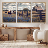 22296025-MGV-CV-36X24-Texas Longhorn Canvas Wall Art Canvas Print, Framed Rustic Barn Wall Art Art Picture Print, Farmhouse Cow Decor Perfect Rustic