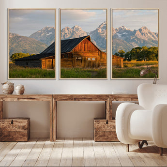 31771014-MGV-CV-36X24-Rustic Barn Wall Art Canvas Print, Framed Western Landscape Art Picture Print, Farmhouse Style Perfect Rustic Farmhouse Decor