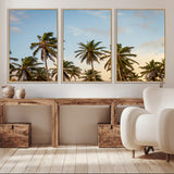 99033771-MGV-CV-36X24-Palm Trees Wall Art Canvas Print, Framed Tropical Vibes Art Picture Print, Coastal Sunset Perfect Coastal Boho Decor Artwork