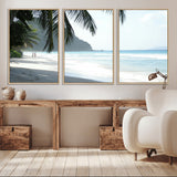 18311030-MGV-CV-36X24-Tropical Beach Wall Art Canvas Print, Framed Serene Ocean Art Picture Print, Palm Tree Shadows Perfect Tropical Coastal Decor