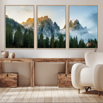 21145440-MGV-CV-36X24-Wilderness Wall Art Wall Art Canvas Print, Framed Nature Landscape Decor Art Picture Print, Misty Forest Photography Perfect