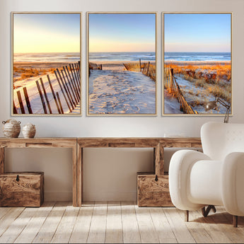 73351887-MGV-CV-36X24-Ocean Sunset Wall Art Wall Art Canvas Print, Framed Nautical Photography Art Picture Print, Summer Beach House Decor Perfect