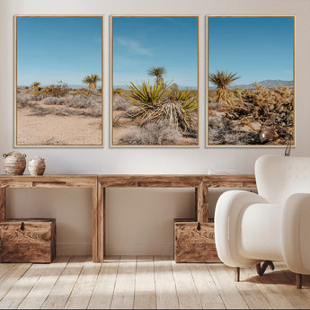 35156165-MGV-CV-36X24-Joshua Tree Wall Art Canvas Print, Framed Desert Landscape Art Picture Print, Warm Earth Tones Perfect Southwestern Minimalist