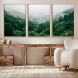 45265379-MGV-CV-36X24-Misty Forest Wall Art – Green Mountain Pine Tree Landscape Canvas Print, Nature Photography Artwork Home Decor for Bedroom, Living