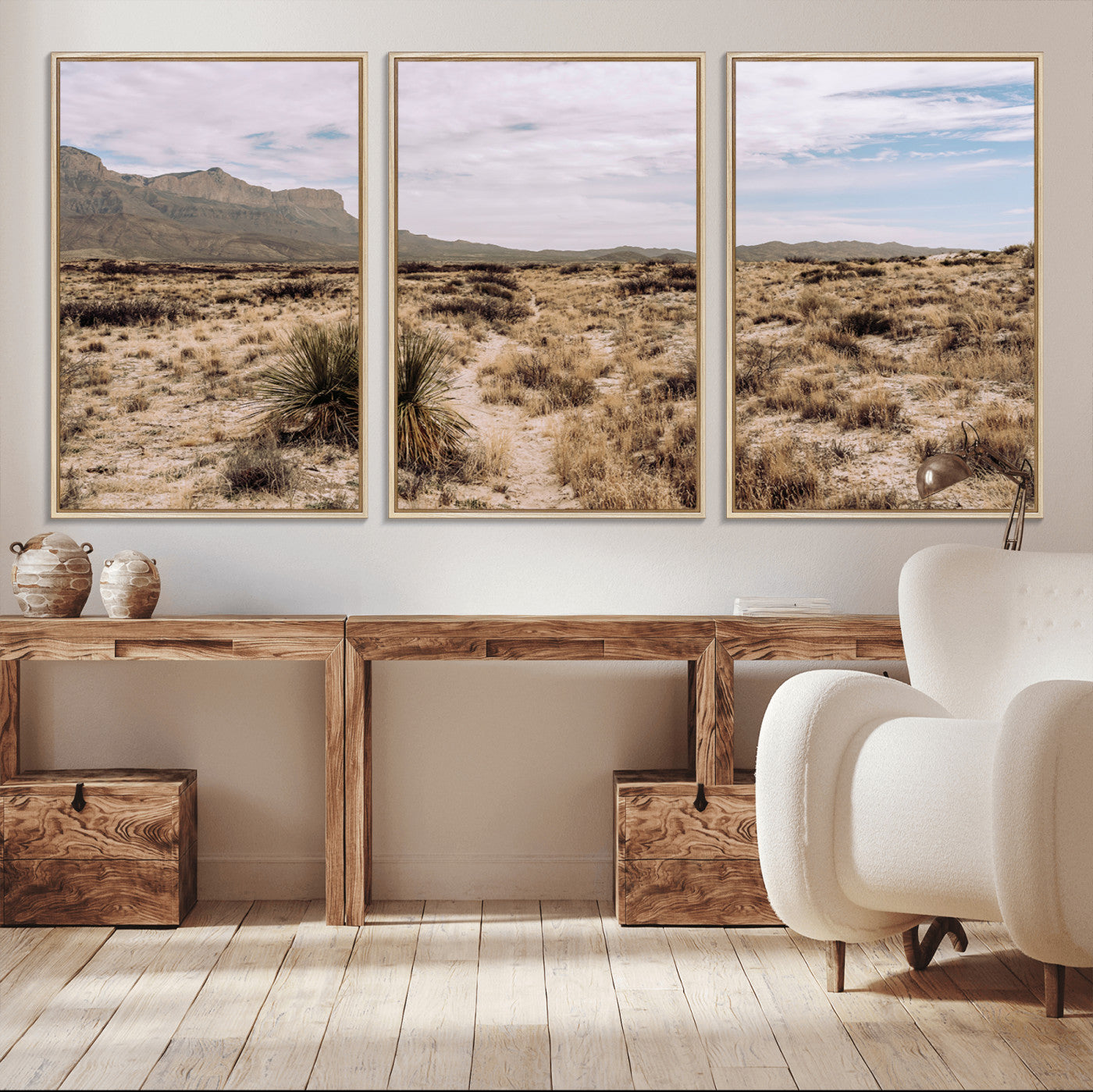 20681831-MGV-FC-60X30-3P_Natural-Desert Landscape Wall Art – Southwestern Mountain Canvas Print, Rustic Western Nature Photography Decor for Living Room, Office,