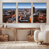 25096967-MGV-CV-36X24-Atlanta Skyline Wall Art – Vibrant Cityscape Canvas Print, Modern Night Lights Urban Decor for Office, Living Room, or Apartment