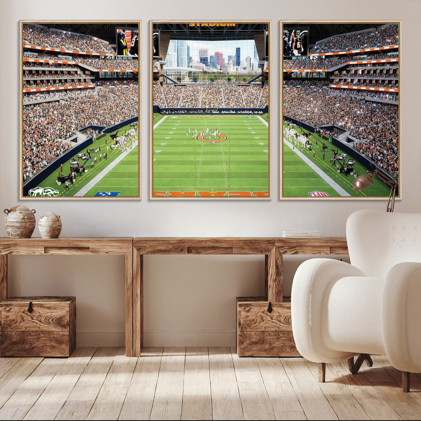 76935553-MGV-CV-36X24-Football Stadium Wall Art – Panoramic Game Day Canvas Print, Sports Decor for Man Cave, Office, Bar, or Living Room
