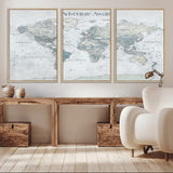 TEST111-MGV-CV-36X24-Personalized Adventure Awaits Push Pin World Map – Custom Framed Travel Tracker Canvas Wall Art for Home, Office