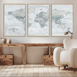 94249974-MGV-CV-36X24-Ours Explore World Map Wall Art – Modern Travel Canvas Print, Neutral Adventure Decor for Living Room, Office, Study, Bedroom,