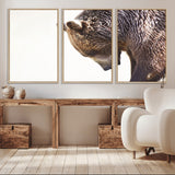 14405507-MGV-CV-36X24-Bear Wall Art – Wildlife Canvas Print with Rustic Animal Portrait and Minimalist Background, Nature Inspired Photography for