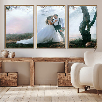 CSTM913-MGV-CV-36X24-Framed Wedding Canvas Print - Custom Wall Art Keepsake for Couples, Elegant Home Decoration Gift, Create Your Own Photo Canvas