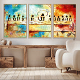 YKE34632598CR-MGV-CV-36X24-Abstract Last Supper with Apostles Wall Art Canvas Print
