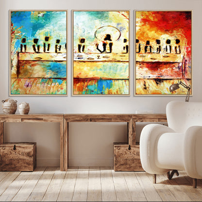 YKE34632598CR-MGV-CV-36X24-Abstract Last Supper with Apostles Wall Art Canvas Print