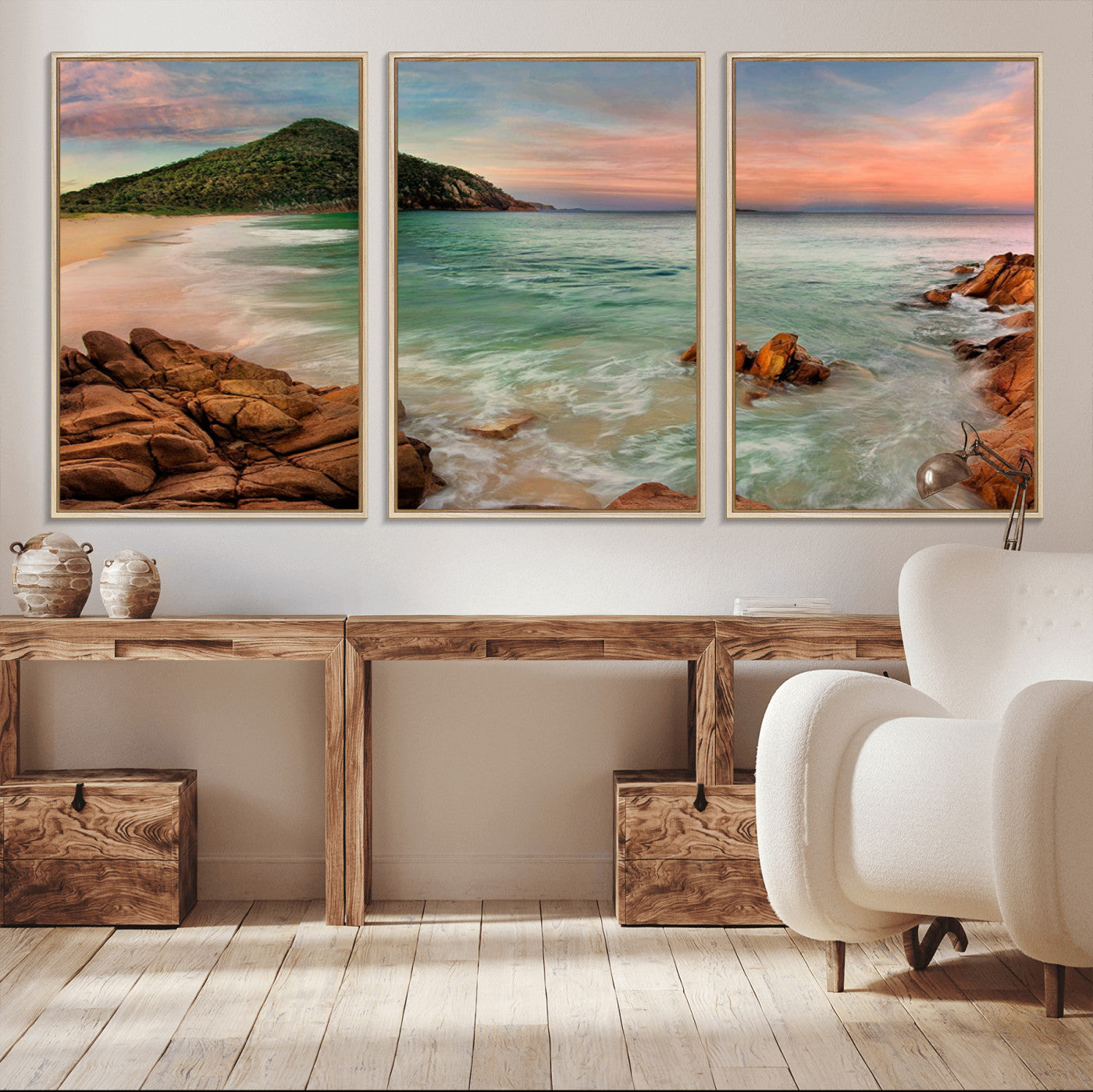 53831025-MGV-CV-36X24-Coastal Landscape Wall Art – Tropical Beach Ocean Canvas Print, Sunset Mountain View Photography Decor for Living Room, Bedroom,